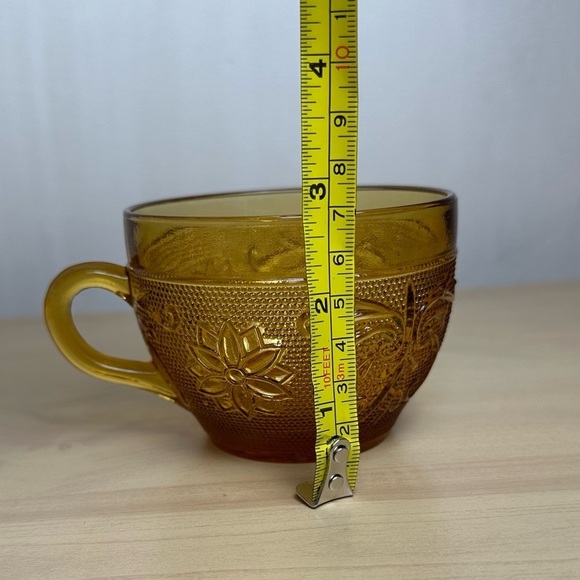 Vintage Indiana Glass Co Tiara Amber Sandwich Glassware Cups Set of 4 MCM - Picture 8 of 9